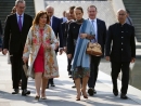 Princess Zahra Aga Khan (middle), Alberta Lt-Gov Salma Lakhani (left) and Alberta Premier Jason Kenney arrive at the Diwan Pavil